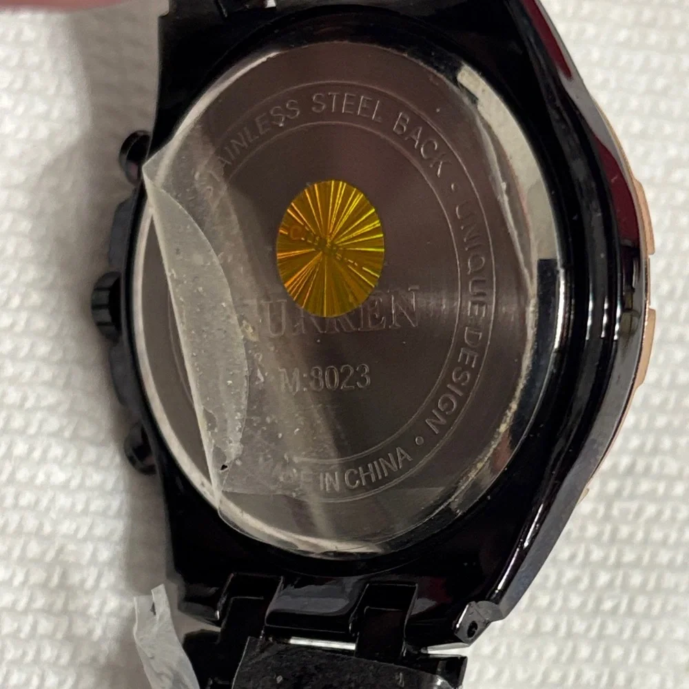 CURREN Black and Rose Gold Men’s Chronograph Watch